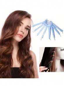 2pcs: No-Heat Satin Hair Curlers With Adjustable Headband, Suitable For Women And Girls, Overnight Wavy Hairstyle Without Heat - Multicolor - View 2