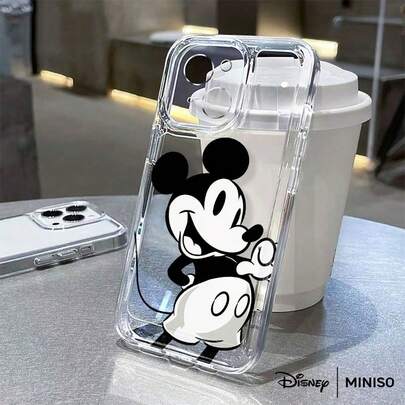 Miniso Etui na telefon Disney Mickey Mouse Retro w czarno-białym stylu, pasujące do iPhone'a 17/17 Pro/17 Pro Max/17 Air/16/15/14/13/12/11/serii X, etui na iPhone'a 17 Pro Max, etui na iPhone'a 17 Pro, etui na iPhone'a 17, prezent dla dziewczyny