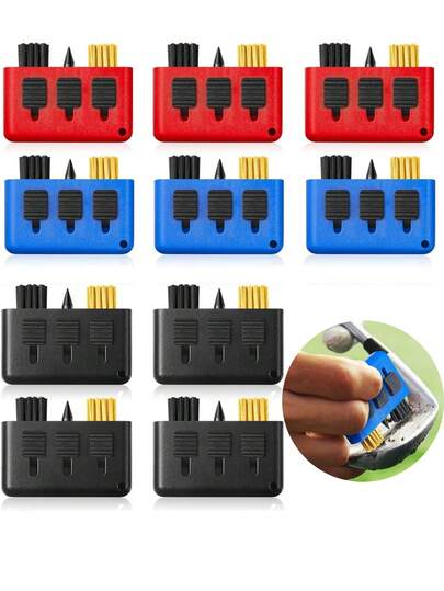 10pcs 3-In-1 Retractable Multi-Purpose Golf Club Cleaning Tool Kit, Includes Groove Sharpener, Portable Golf Club Brush Cleaner Set