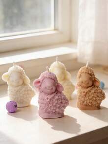 1个3D卡通小羊蜡烛模具，耐用梦幻设计，适用于香薰蜡烛工艺艺术家居装饰硅胶模具，复活节、母亲节、圣诞节、婴儿派对等场合适用。 - A - 查看 3