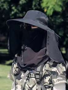 1 st. herr sommarsolhatt, solskyddshatt för utomhusfiske med ansiktsmask, UV-skyddande - hinkhatt - Visa 7
