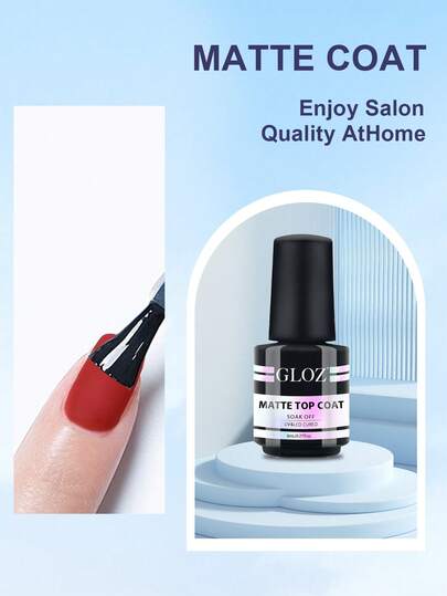 GLOZ Matte Gel Top Coat For Gel Nail Polish, Proof Matte Top Coat No Wipe Powder-Resist Matte Finish For Detail Powder Painting And Long Lasting Fall Nail Gifts For Women