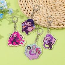 1/4pcs 2D Cartoon Anime K-Pop Exorcist Hunter Character Keychain, Y2K Otaku Creative Backpack Pendant, Fan Gift - Multicolor - View 1