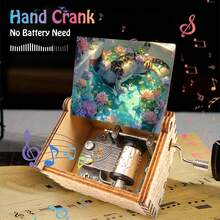 Cute Cat In Lotus Pond Hand Crank Music Box, Plays You Are My Sunshine, No Battery Mini Wooden Melody Box For Cat Lovers - Lotus Pond Cute Cat Hand-cranked Music Box - View 8
