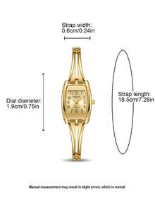 1件女士亮金色光滑金属合金表带简约镂空手镯式设计现代时尚优雅简约奢华低调时尚模拟显示可靠石英表女表手镯表腕表优雅时计休闲外出商务会议晚宴开斋节庆祝活动周末 - 金色 - 查看 5