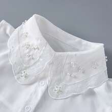 1件女款可拆卸刺繡珠飾假領飾品，半襯衫設計，適合搭配毛衣與洋裝 - 彩色 - 查看 7