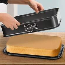 1 Piece - Large Rectangular Cake Pan, Sturdy Carbon Steel Baking Mold, Large Spring-Swept Cake Mold With Non-Stick Removable Base - Suitable For Cheesecake, Tiramisu Baking Mold, Holiday Baking Gift - View 2