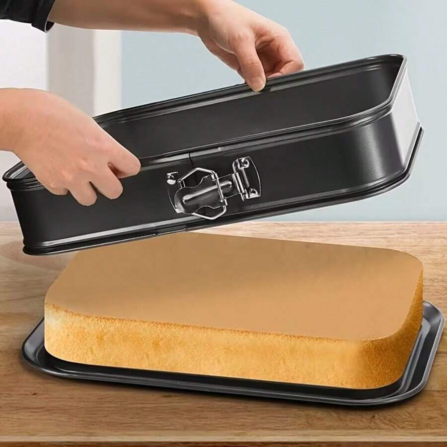 1 Piece - Large Rectangular Cake Pan, Sturdy Carbon Steel Baking Mold, Large Spring-Swept Cake Mold With Non-Stick Removable Base - Suitable For Cheesecake, Tiramisu Baking Mold, Holiday Baking Gift