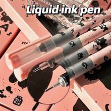 4pcs Liquid Ink Gel Pens, 0.5mm Quick-Drying Ballpoint Pens, Black Neutral Pens For Students Exams And Signature, Back To School Gift, Student Stationery - Sleepy Cat Quick-drying Pen - View 4