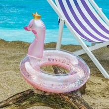 Inflatable Swan Crown Sequin Armpit Swim Ring - Multicolor - View 5