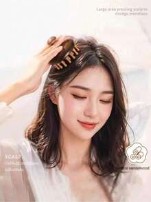 1/2pcs Natural Smooth Sandalwood Hair Comb - 28/7 Teeth Anti-Hair Loss Scalp Massage Brush, Ergonomic Handle Suitable For All Hair Types, Deep Stimulation And Hair Care - A - View 3