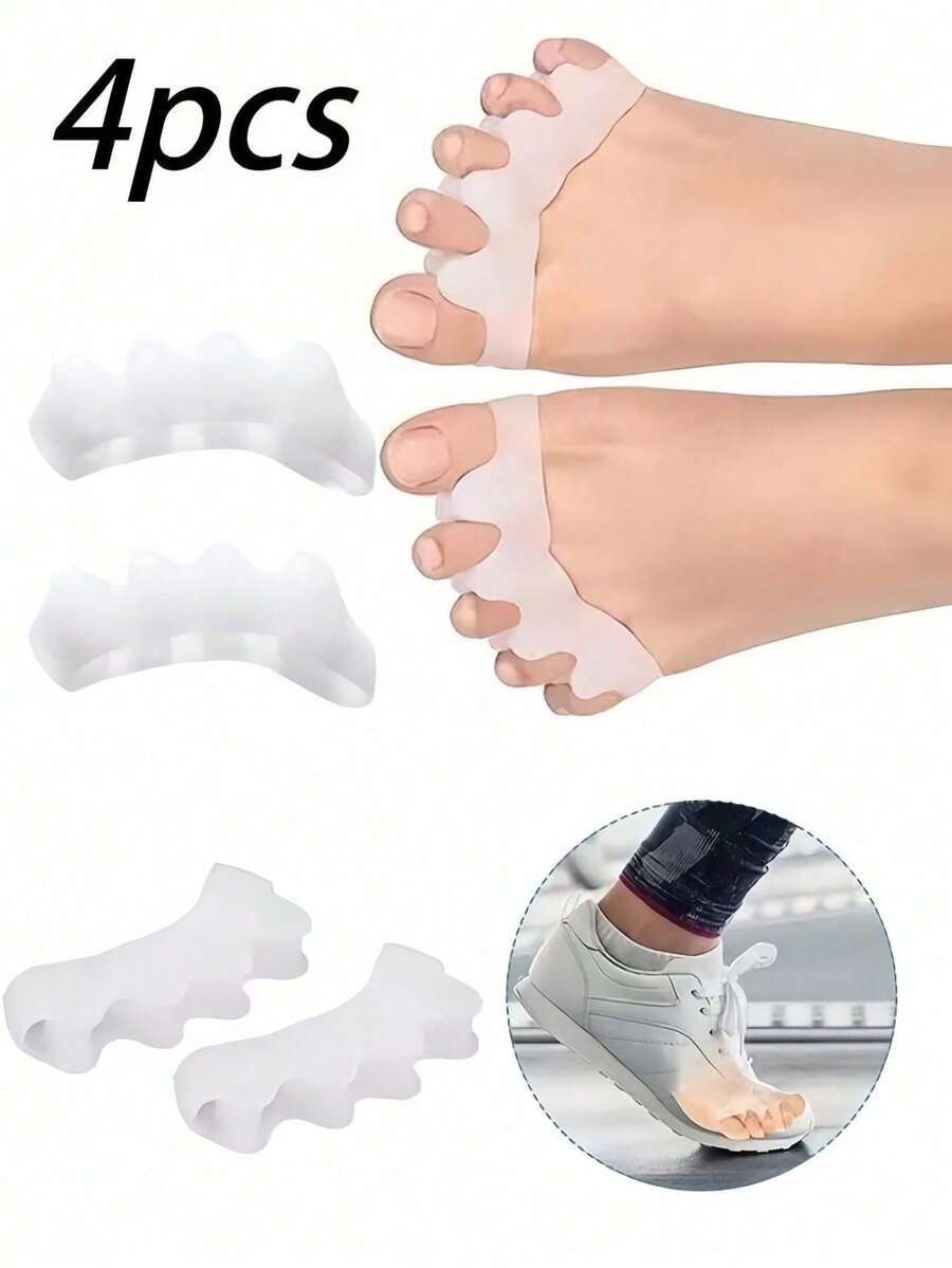 4 Silicone Toe Covers, Soft And Scratch-Resistant, Suitable For Women's High Heels And Sneakers, Easy To Carry When Going Out - Multicolor - View 1