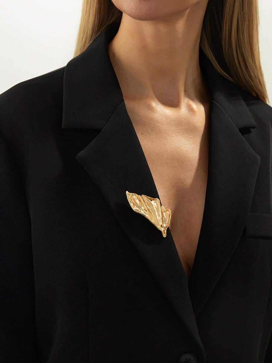 1pc Bohemian Style Irregular Leaf Pattern Brooch, Fashionable & Elegant For Vacation, Party, Casual, Street Style, Wedding, Anniversary, Unisex Charming Jewelry Gift - Brooch - View 1