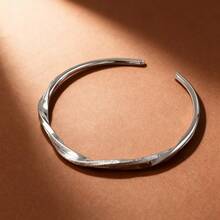 1件独特无限循环手链，S925纯银实心开口莫比乌斯环，简约小众珠宝，女士礼物 - 銀色 - 查看 2