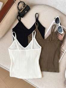 Set de 3 camisetas de mujer casuales y versátiles - Multicolor - Ver 2