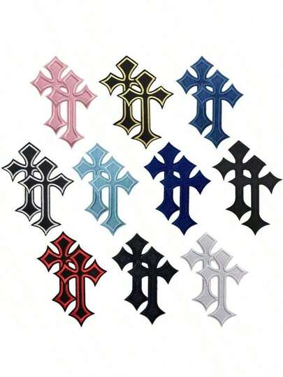 20pcs Multicolor Embroidered Patches For Clothing Sewing Iron On Patches DIY Decoration Appliques For Jeans Cross L9VS