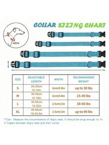 可调节反光尼龙狗项圈，适合大、中、小型犬 - 彩色 - 查看 4