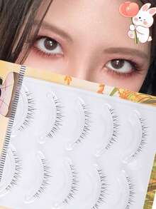 自然纤薄假睫毛，C形卷翘，透明梗，3D自然假睫毛 - 黑色 - 查看 7