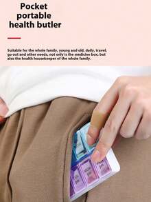 14格彩色药盒，便携式一周用药整理套装，迷你组合药盒，周一至周日每日提醒，旅行必备，高效管理维生素/药物 - 迷你隨身長方形小藥盒收納盒 - 查看 5