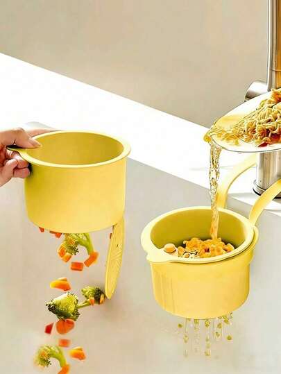 1个免提式压力沥水篮，食物残渣过滤篮，悬挂式水槽沥水篮，一键式压力沥水篮，厨房植物架，水龙头沥水篮，独立式沥水篮，厨房收纳，海绵沥水篮，布艺沥水篮，肥皂沥水篮 - 适用于厨房和浴室