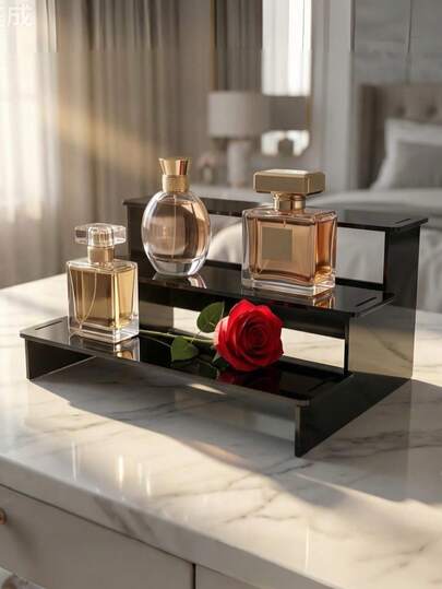 3-Tier Black Acrylic Stepped Display Rack, Perfume Organizer, Party Cupcake Stand, Suitable For Home Display Storage, Party Decoration