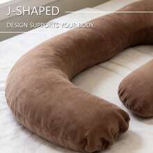 Pregnant Woman Pillow, Full-Body Pregnant Woman Pillow With Removable Pillowcase, Support Back, Legs, Abdomen, Buttocks, 57-Inch Pregnant Woman Pillow, Essential For Pregnancy, Adult Body Pillow,Valentines Decorations - Coffee Brown - View 4