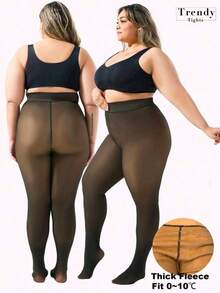 1 Pair Thick Warm Pantyhose, Women's High Elasticity, Sheer - Black - View 3