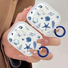 1pc Ocean Series Seashell Design Wireless Bluetooth Earphone Case Compatible With Apple 1/2/3/4, Pro, Pro2, Pro3 - Multicolor - View 1