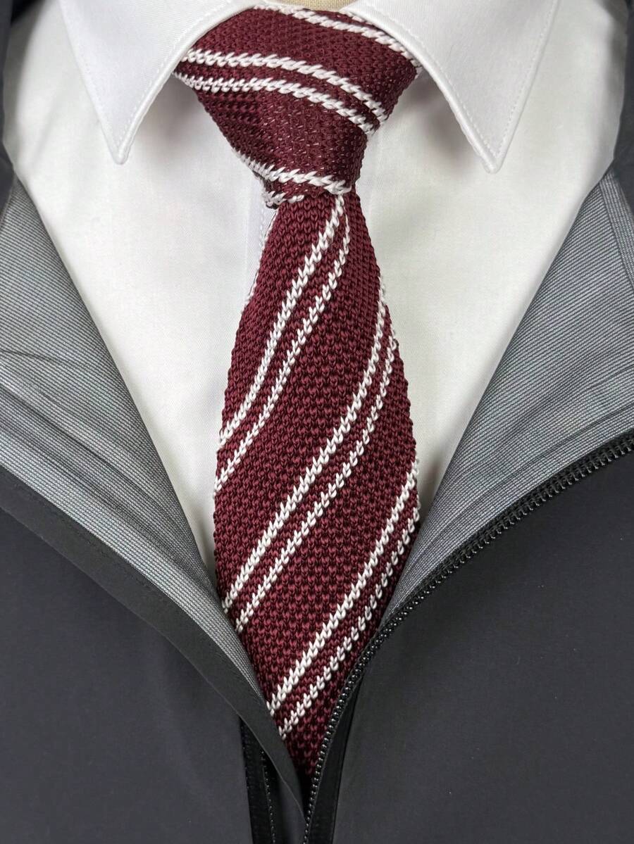 Knitted Tie And Belt, Unisex Couple Style, Striped Casual Tie, Formal Occasion, Wedding Party, Evening Dress Accessory, Gift Tie And Belt