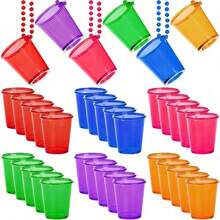 12pcs Bead Necklace Shaped Plastic Wine Glasses, Suitable For Birthday, Wedding, Christmas And Other Parties, 6 Color Options Available, Essential For Back To School Season - Multicolor - View 4
