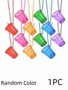 12pcs Bead Necklace Shaped Plastic Wine Glasses, Suitable For Birthday, Wedding, Christmas And Other Parties, 6 Color Options Available, Essential For Back To School Season - Multicolor - View 9