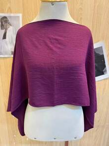 Women's Cropped Cape Blouse, Boho Chic Style, Multi-Way, Summer 2025 - Burgundy - View 2