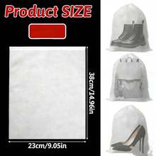 50pcs/Set Non-Woven Fabric Shoe Bags, Minimalist White Drawstring Dust-Proof Travel Shoe Bags - White - View 5