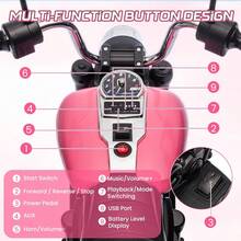 GOCAPTAIN Kids Motorcycle, 3-Wheel Ride On Motorcycle With Detachable Training Wheels, Reverse, Headlight, Horn, Music, 12V Electric Battery Powered Ride On Toy For Toddler Boys Girls Ages 3-5 - Pink - View 5