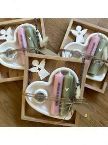 2pcs/Set DIY Semi-3D Heart Shaped Candle Holder Silicone Mold, Heart House Crystal Epoxy Resin Wax Candle Mold - Silicone Mold - View 3