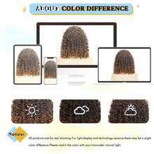 Kinky Headband Wig 12 Inch Deep Curly Headband Wigs For Women Glueless No Lace Deep Curly Half Hair Wigs Dark Almond Brown - 1b/30 - 查看 7