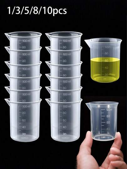 3.38 Fl Oz/100ml Measuring Cup, Thick PP Material, Plastic Beaker With Markings, Multifunctional Graduated Liquid Measuring Cup For Kitchen And Laboratory