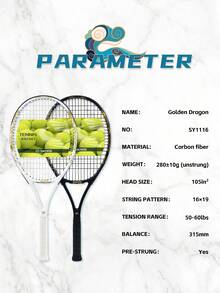 SALYWEE [Golden Dragon] Carbon Composite Tennis Racket | 50-60lbs Tension G2 Grip | Chinese Dragon Art Black/White Styles | Balanced Control & Power | Cultural Design Racket | Free Grip & Bag - Multicolor - View 9