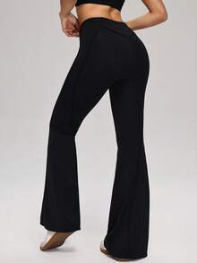 MASKERT Quần thể thao ống loe nữ, quần legging tập yoga, quần dài mặc hàng ngày, quần đi làm, thoải mái và thân thiện với da. - màu đen - Xem 3