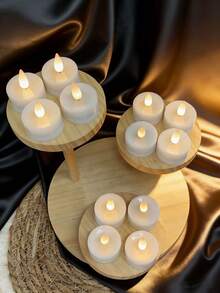 12pcs White Flameless LED Tealight Candles Set, Flickering Candle Lights For Halloween, Christmas, Birthday Party, Wedding And Other Holidays - White - View 3