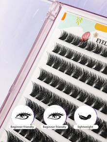 Self Adhesive Eyelashes Press On Lashes 10 Rows 120 Clusters Eyelashes,Full Curled Eyelashes,C Curl DIY False Eyelashes ,Natural Appearance , 8-16mm Wispy Individual Lashes Natural Look LashesMixed Lengths For Natural & Dramatic Looks, Reusable Individual Lashes For Beginners - C - 查看 3
