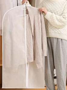 10pcs/5pcs/1pc Garment Dust Cover, Modern Semi-Transparent Dust-Proof Cloth, Thickened Zipper Suit Cover, Waterproof Clothing Cover, Wedding Dress Protector, Back To School Supplies,Storage Orangizer,Travel Essential - White - View 4