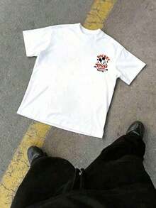 Disney-1928 Original Classic Mickey Blink Retro Pattern T-Shirt, Slimming Down With Half Sleeves, Nostalgic And Eye-Catching Item On The Street - 白色 - 查看 4