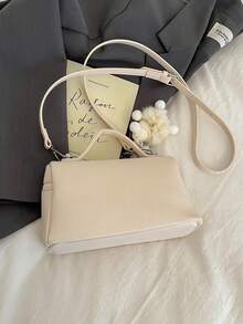 Dedoo Minimalist Sweet Girl Style Handbag And Shoulder Bag, With Embossed Texture, Square Box Shape, Elegant Dual Zipper Design, Suitable For Commuting, Dating, Parties And Other Occasions - White - View 9