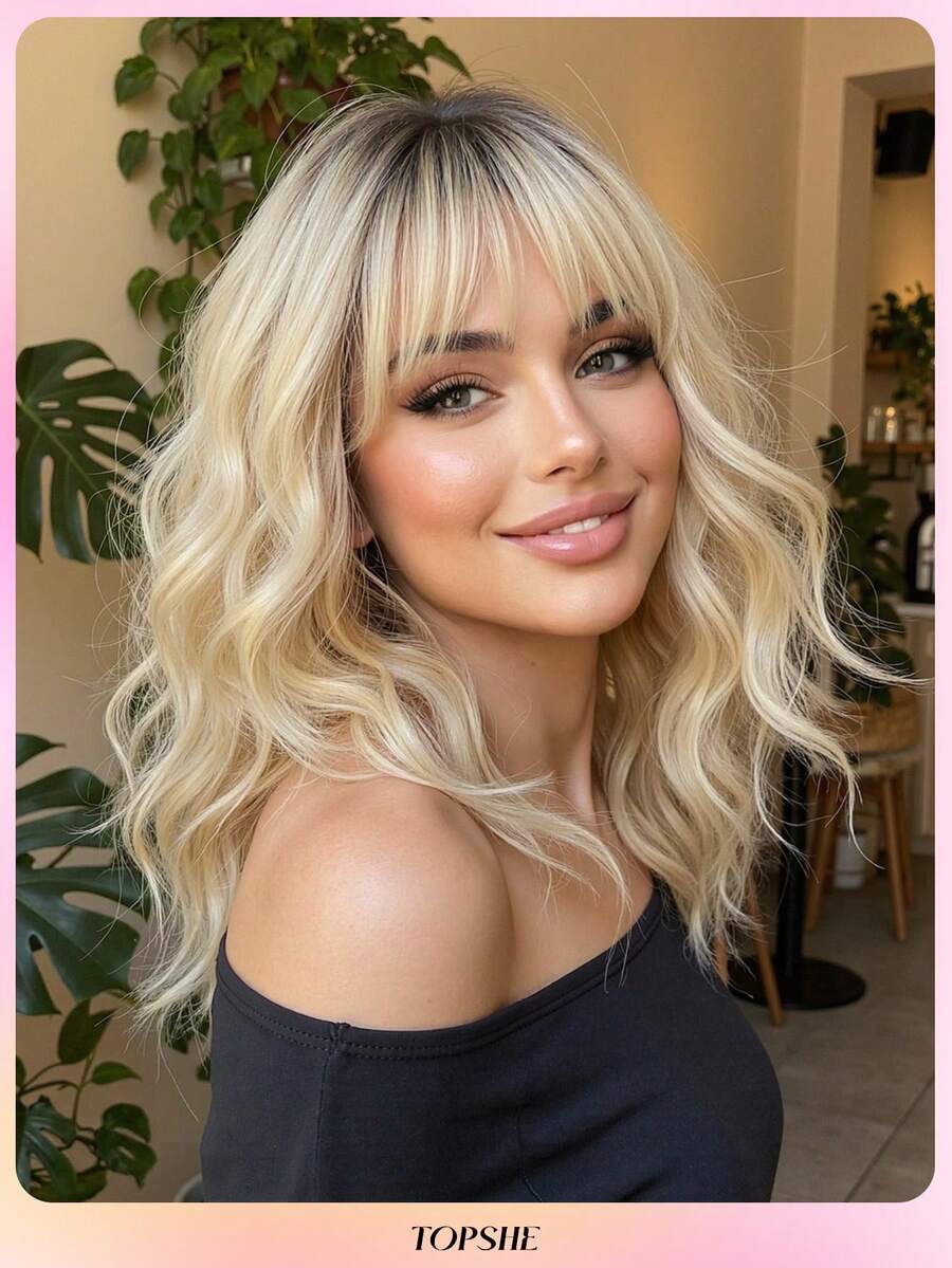 TOPSHE 12英寸短款渐变棕色卷发洛丽塔假发，带刘海 - 耐热，适合角色扮演、女性、动漫风格，非常适合女士派对和活动、动漫发饰、嘉年华