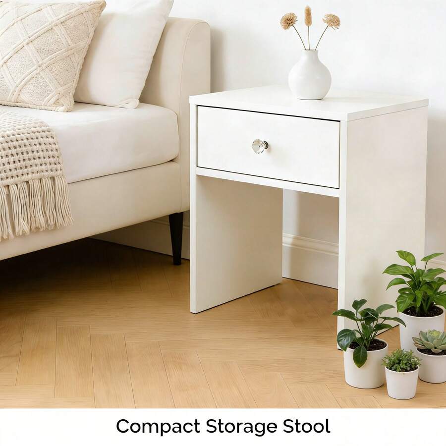 Bedside Table With Storage Drawers, Suitable For The Bedroom, Living Room, Etc. - White - View 1