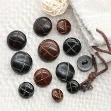 40颗复古足球图案树脂纽扣，棕色仿皮扣眼，适用于西装、夹克、制服、工艺品 - 多种尺寸和颜色可选，复古圆形纽扣，可用于DIY衬衫、缝纫、钱包制作 - 20pcs/件 - 查看 5