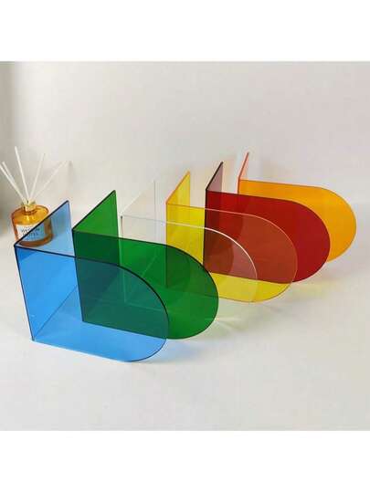 1pc Colorful Acrylic Book Stand, Thickened Non-Slip Transparent L-Shaped Desktop Magazine/Book Holder, Adjustable Design Saving Space, Suitable For Home, Office, School, Back To School Season