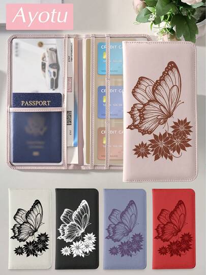 Ayotu 色彩缤纷的蝴蝶花卉图案车辆登记及保险卡夹 - 汽车手套箱收纳盒，适用于轿车和卡车，可存放重要文件、驾照、护照、卡片、汽车配件等。这款男女皆宜的收纳盒是送给汽车、卡车、摩托车和拖车车主的理想礼物，也是圣诞节、生日或新年的绝佳选择。