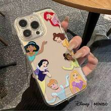迪士尼公主團體波浪設計手機殼，適用於 iPhone 18 Pro/18 Pro Max/17/17 Pro/17 Pro Max/17 Air/16/15/14/13/12/11/X 系列，iPhone 18 Pro Max 手機殼，iPhone 18 Pro 手機殼，iPhone 17 手機殼，聖誕襪小禮物，送女友 - 無色 - 查看 5